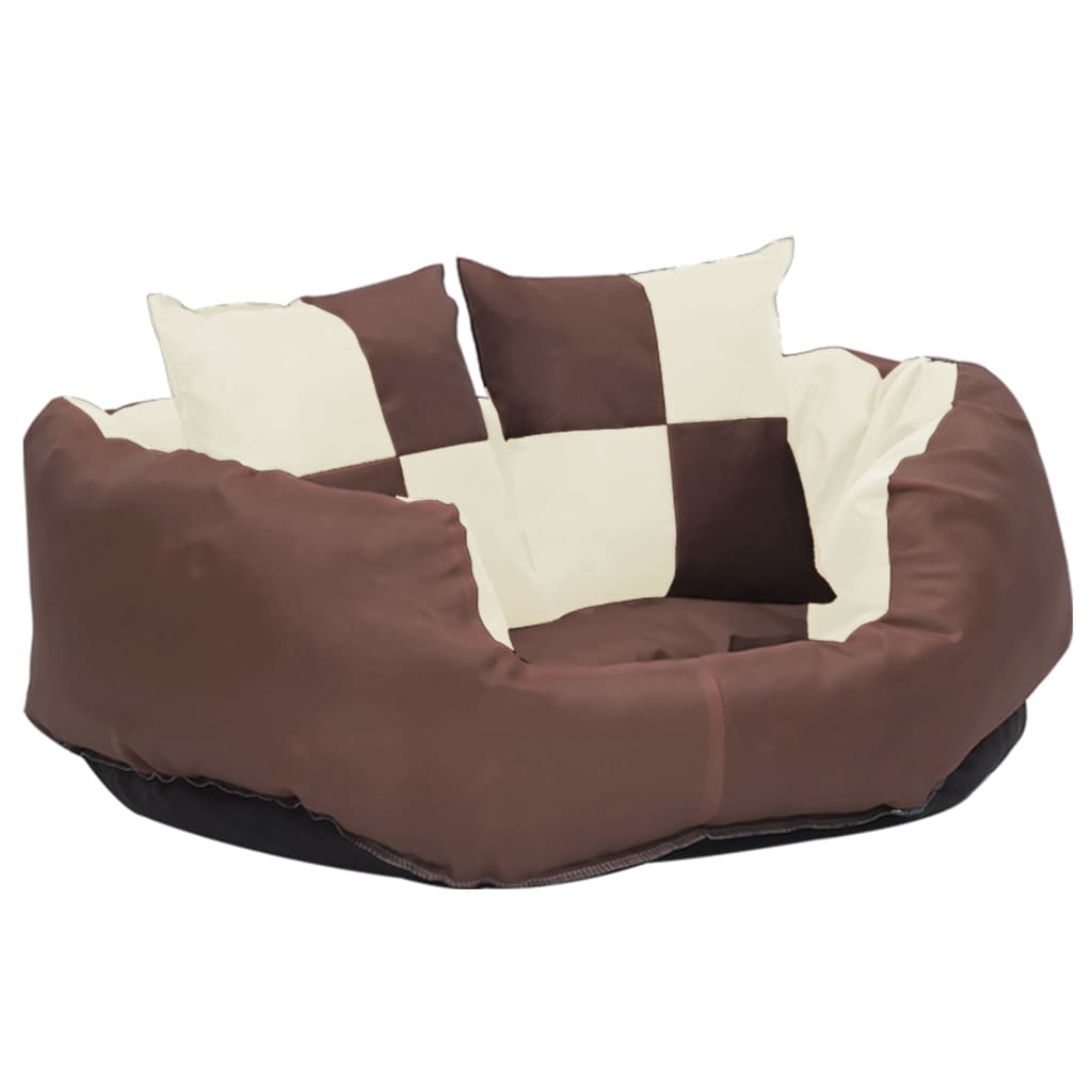 Reversible & Washable Dog Cushion Brown and Cream 65x50x20 cm