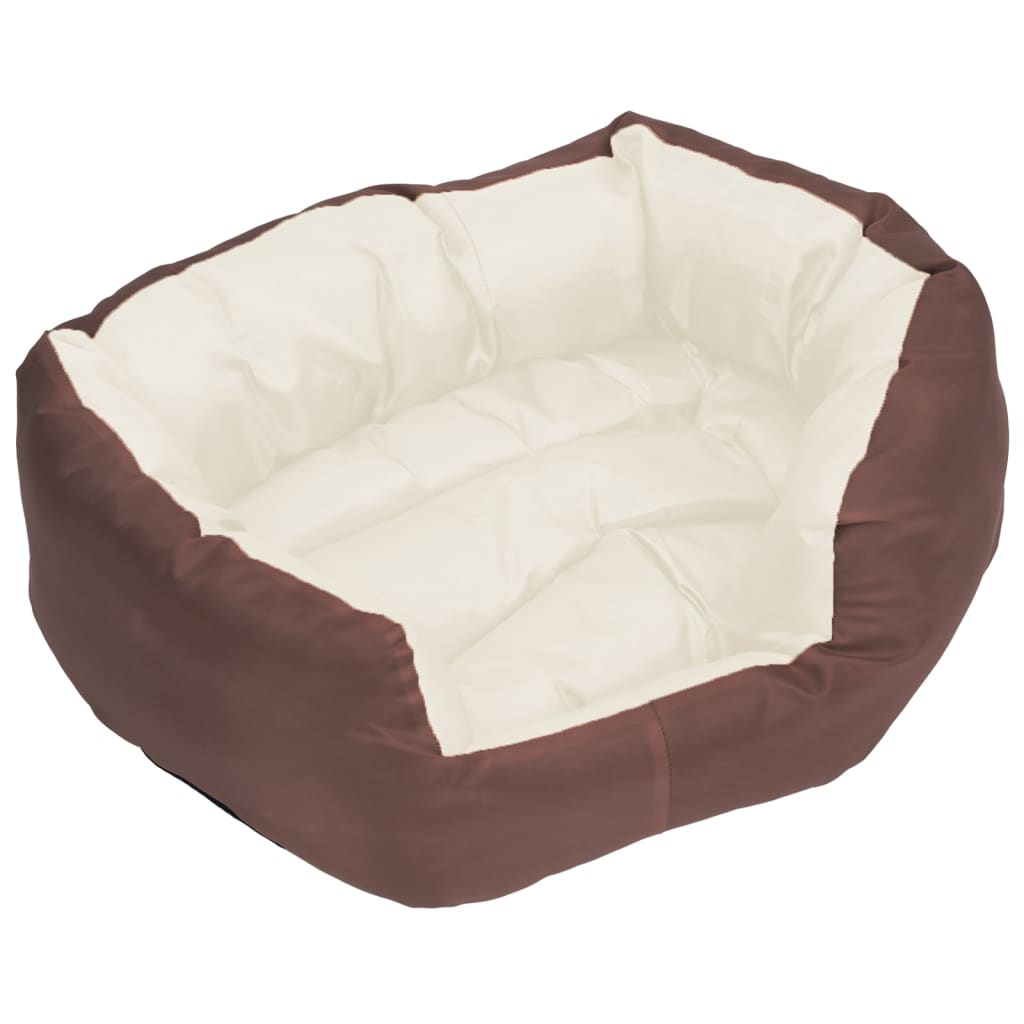 Reversible & Washable Dog Cushion Brown and Cream 65x50x20 cm