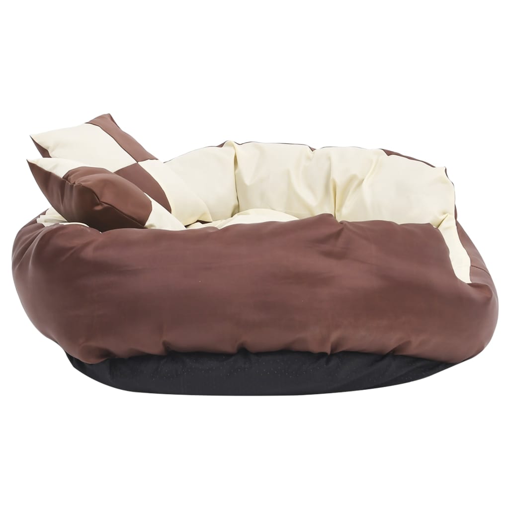 vidaXL Reversible & Washable Dog Cushion Brown and Cream 85x70x20 cm