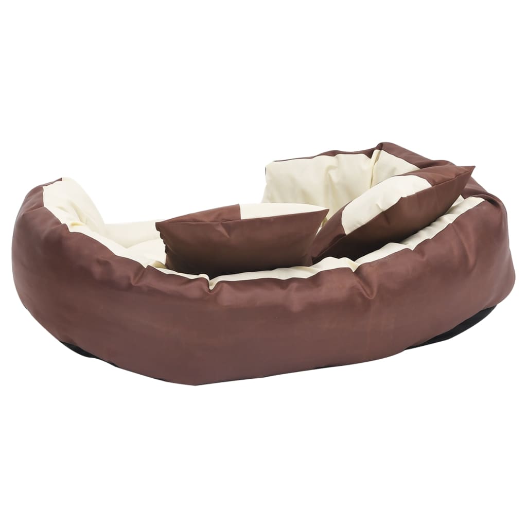 vidaXL Reversible & Washable Dog Cushion Brown and Cream 85x70x20 cm