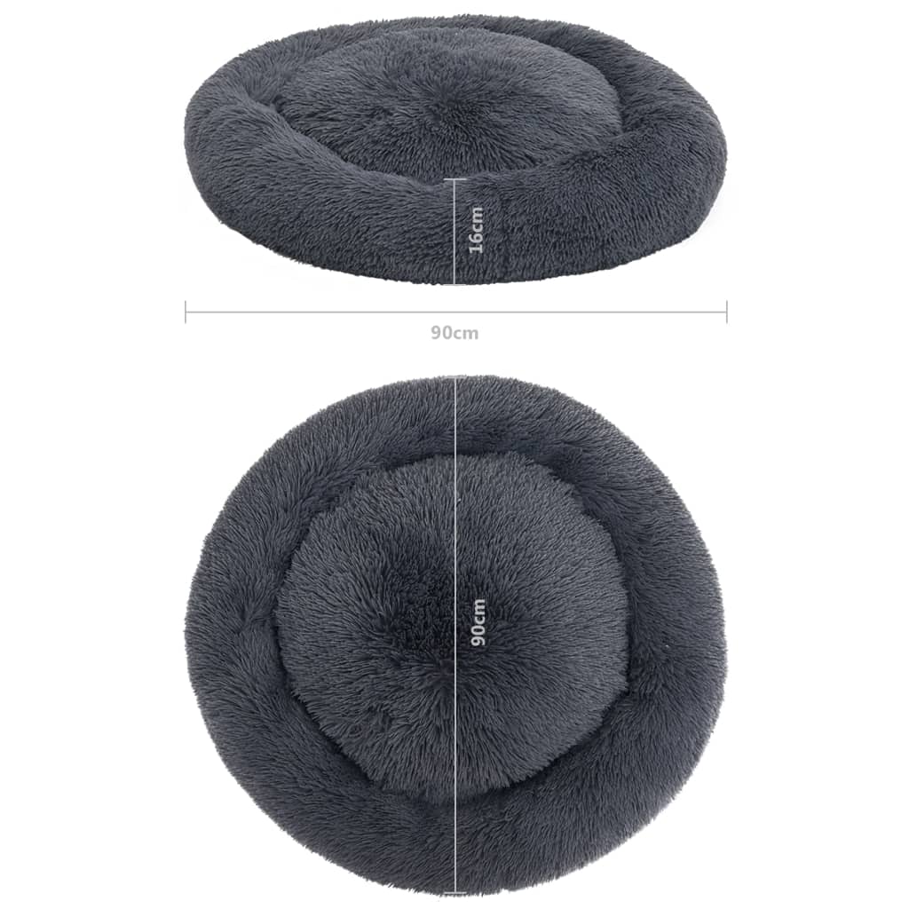 vidaXL Washable Dog & Cat Cushion Dark Grey 90x90x16 cm Plush