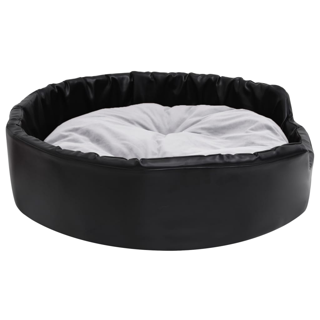 Dog Bed Black and Grey 90x79x20 cm Plush and Faux Leather