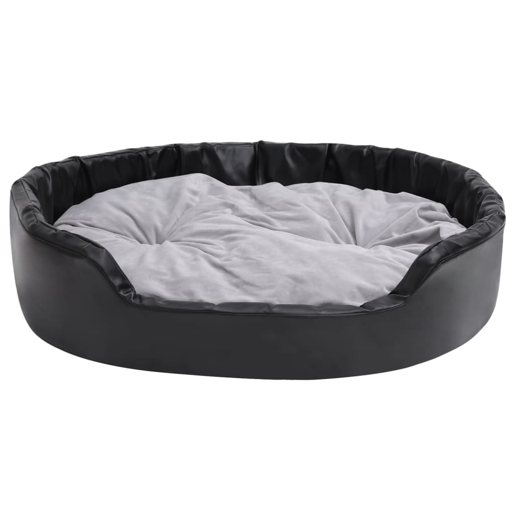 vidaXL Dog Bed Black and Grey 99x89x21 cm Plush and Faux Leather