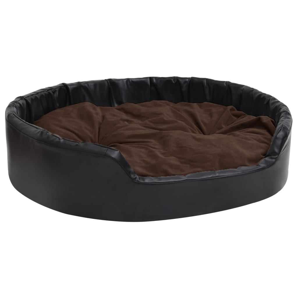 Dog Bed Black and Brown 99x89x21 cm Plush and Faux Leather