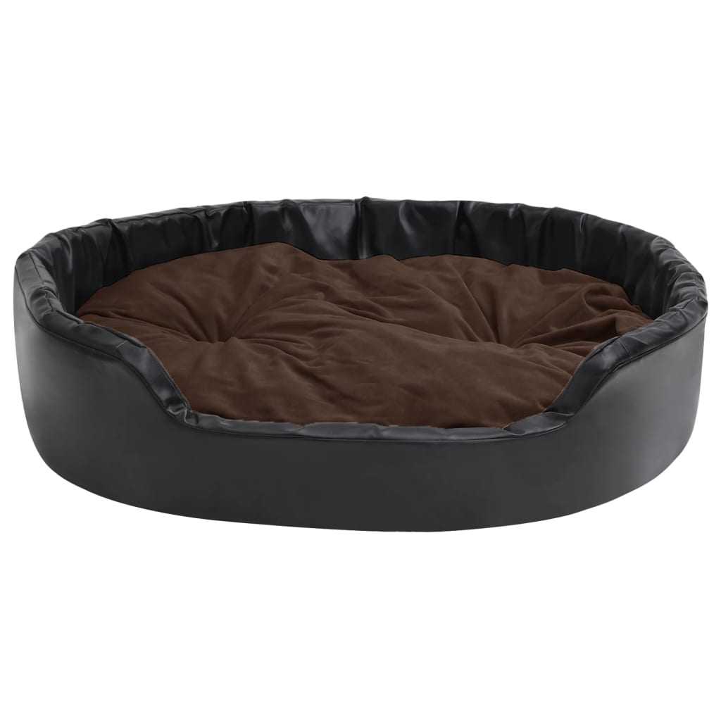 Dog Bed Black and Brown 99x89x21 cm Plush and Faux Leather