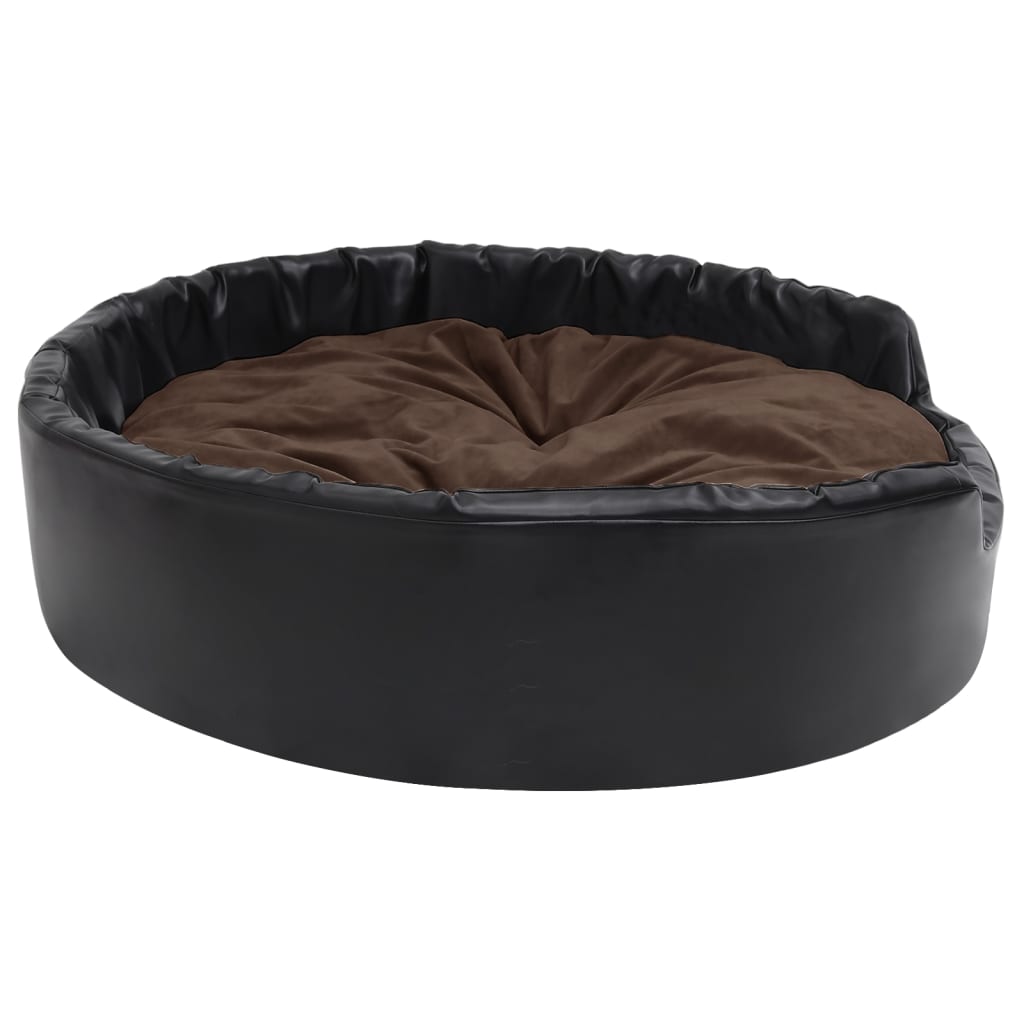 Dog Bed Black and Brown 99x89x21 cm Plush and Faux Leather