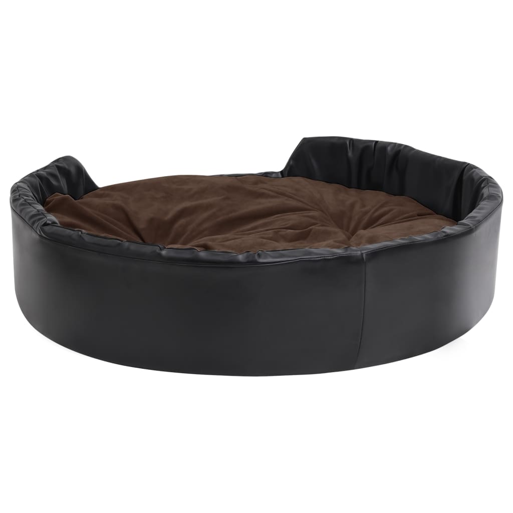 Dog Bed Black and Brown 99x89x21 cm Plush and Faux Leather