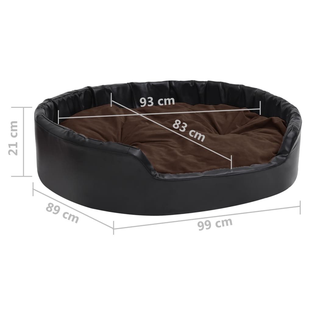 Dog Bed Black and Brown 99x89x21 cm Plush and Faux Leather