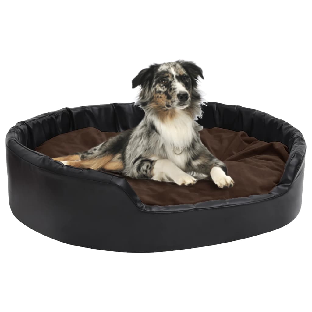 Dog Bed Black and Brown 99x89x21 cm Plush and Faux Leather