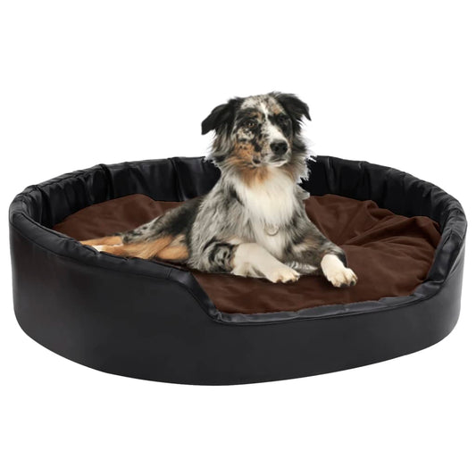 Dog Bed Black and Brown 99x89x21 cm Plush and Faux Leather