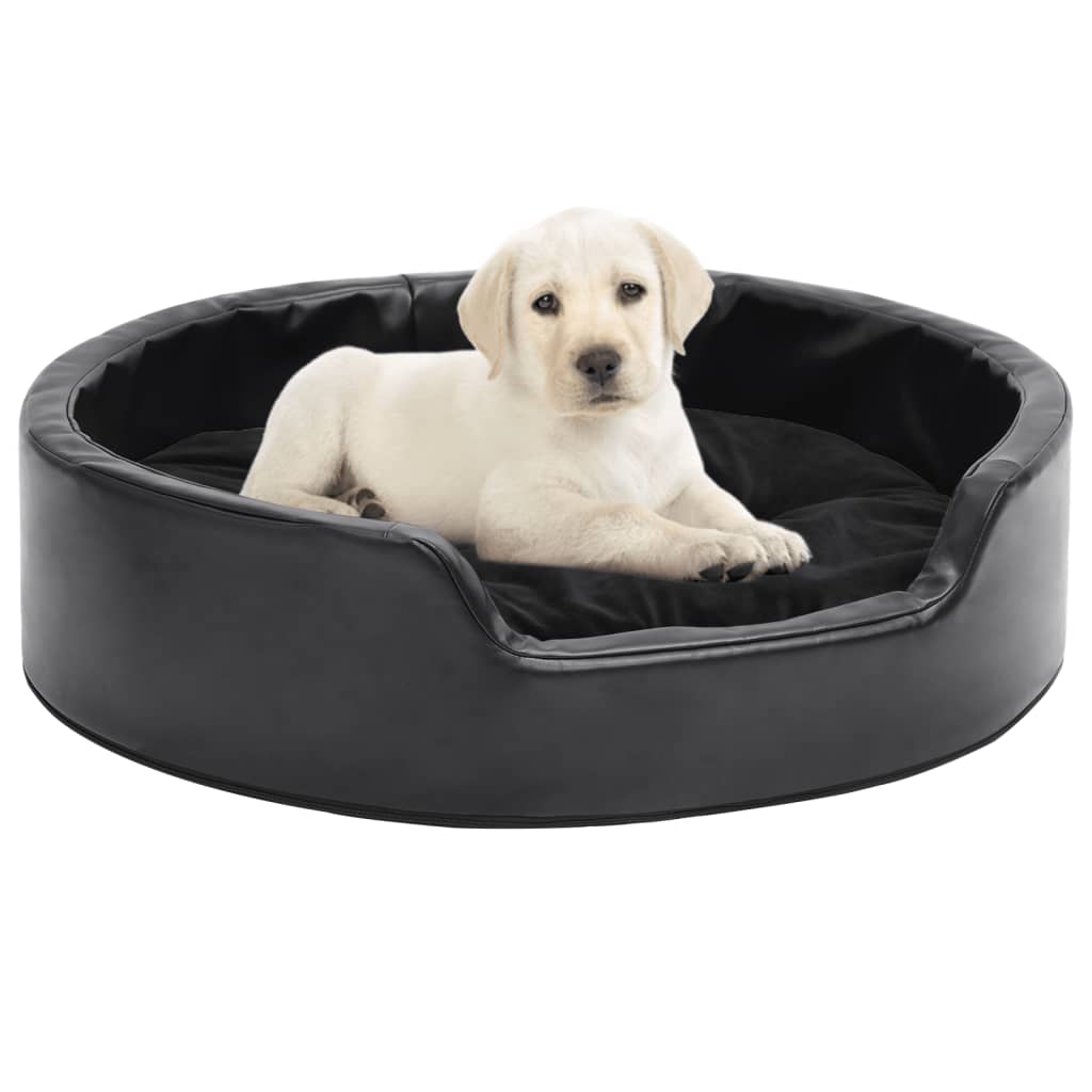 vidaXL Dog Bed Black 69x59x19 cm Plush and Faux Leather