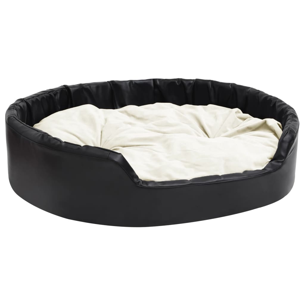 vidaXL Dog Bed Black and Beige 99x89x21 cm Plush and Faux Leather