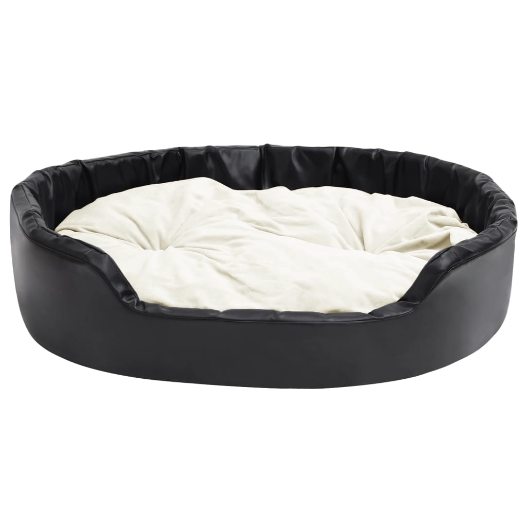 vidaXL Dog Bed Black and Beige 99x89x21 cm Plush and Faux Leather