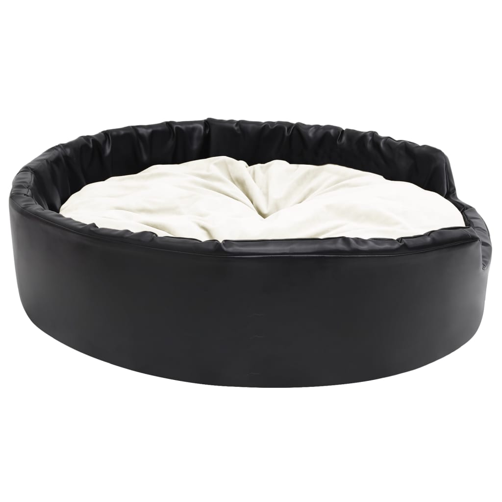 vidaXL Dog Bed Black and Beige 99x89x21 cm Plush and Faux Leather