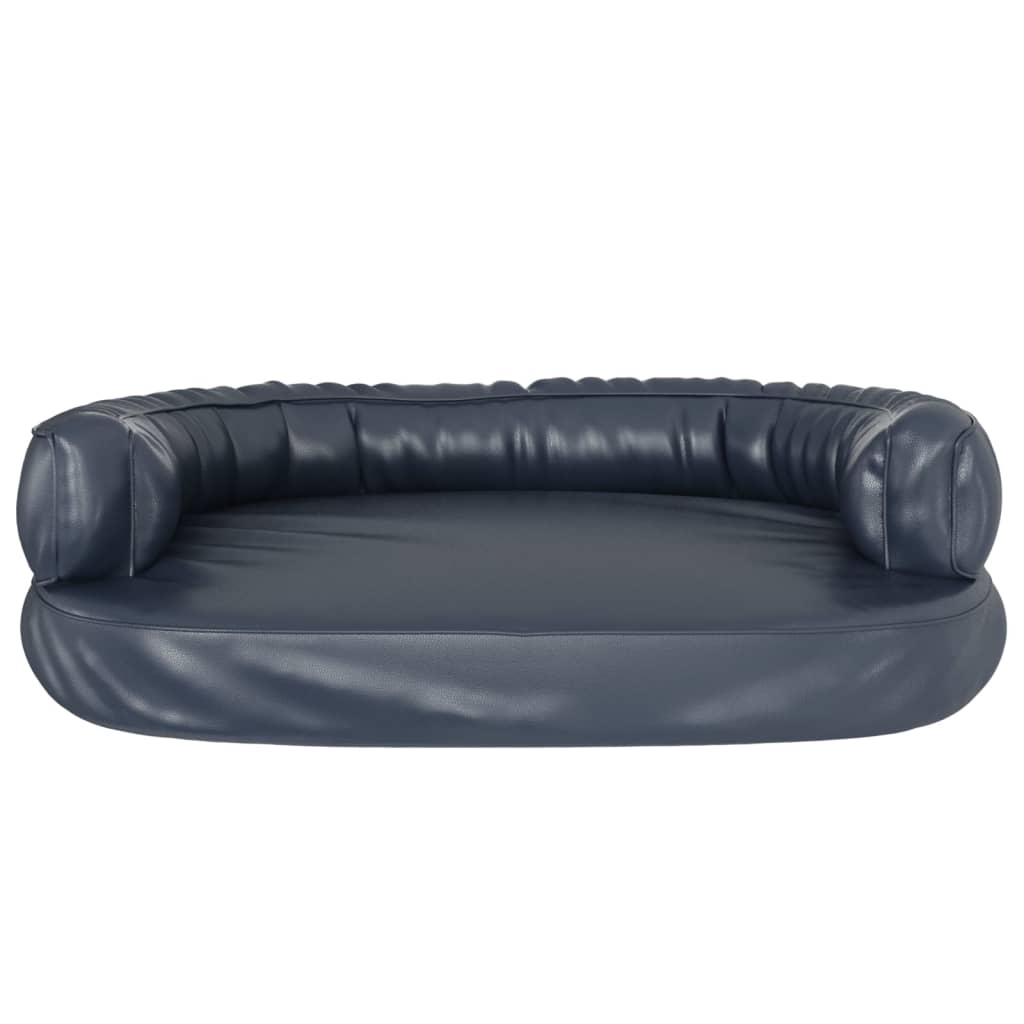 vidaXL Ergonomic Foam Dog Bed Dark Blue 88x65 cm Faux Leather