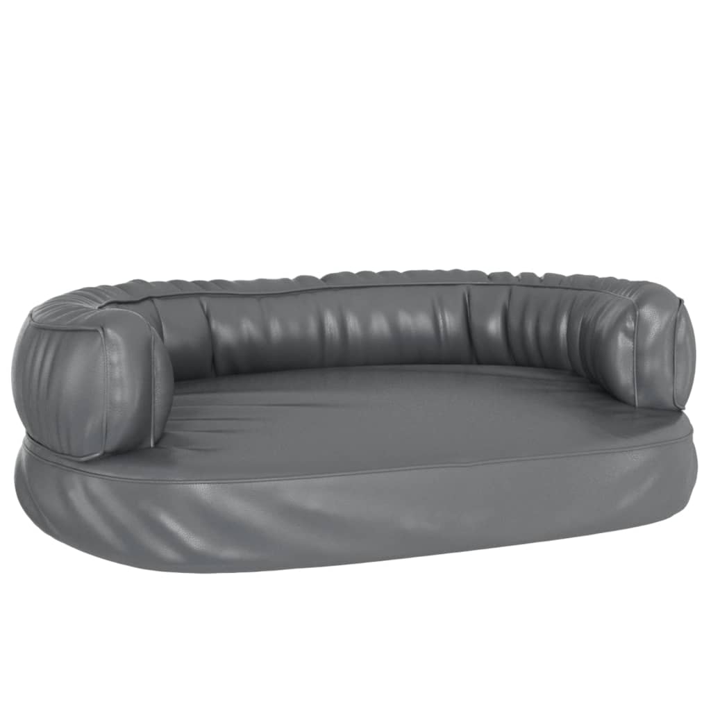 vidaXL Ergonomic Foam Dog Bed Grey 60x42 cm Faux Leather