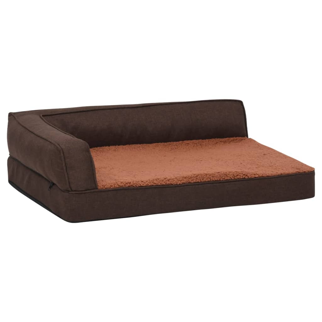 vidaXL Ergonomic Dog Bed Mattress 75x53 cm Linen Look Fleece Brown