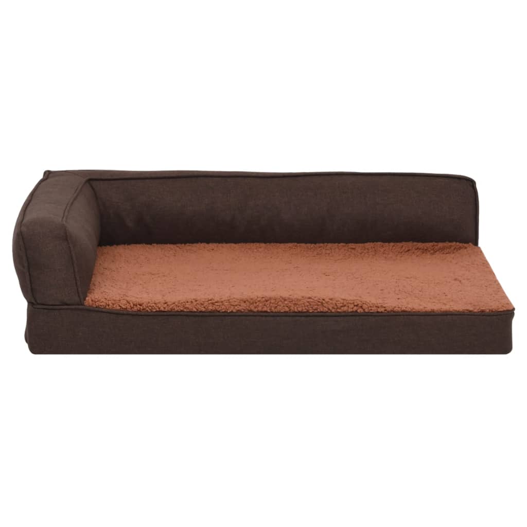 vidaXL Ergonomic Dog Bed Mattress 75x53 cm Linen Look Fleece Brown