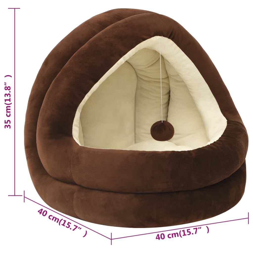 Cat Bed 40x40x35 cm Brown and Cream