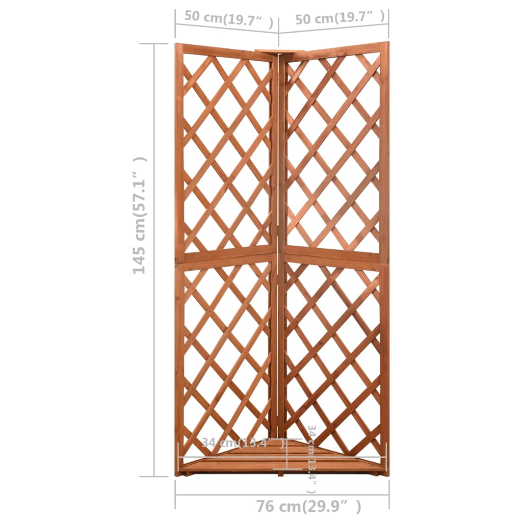 vidaXL Corner Trellis 50x50x145 cm Solid Fir Wood