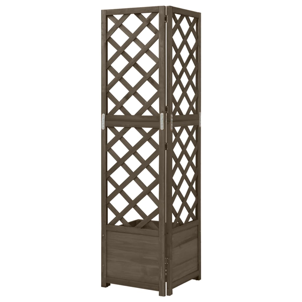 vidaXL Corner Trellis Planter Grey 40x40x150 cm Solid Fir Wood