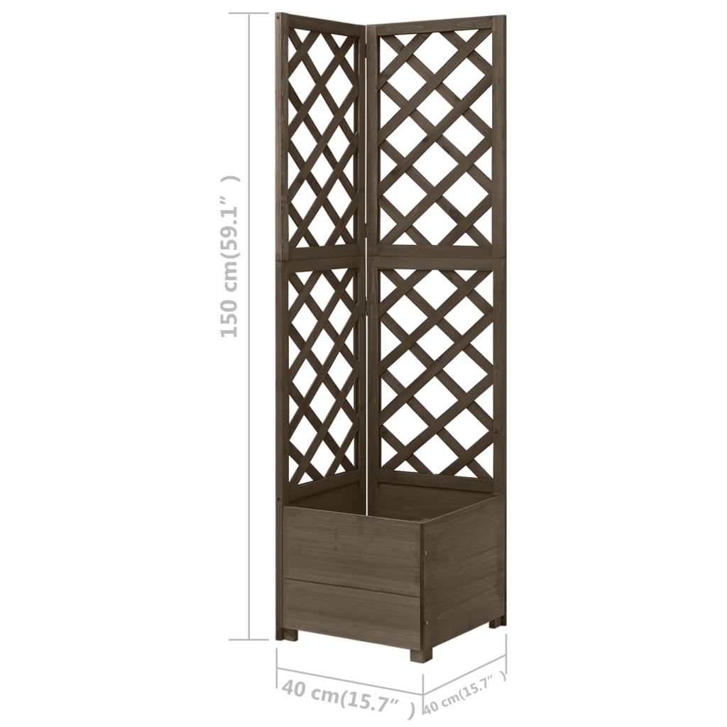 vidaXL Corner Trellis Planter Grey 40x40x150 cm Solid Fir Wood