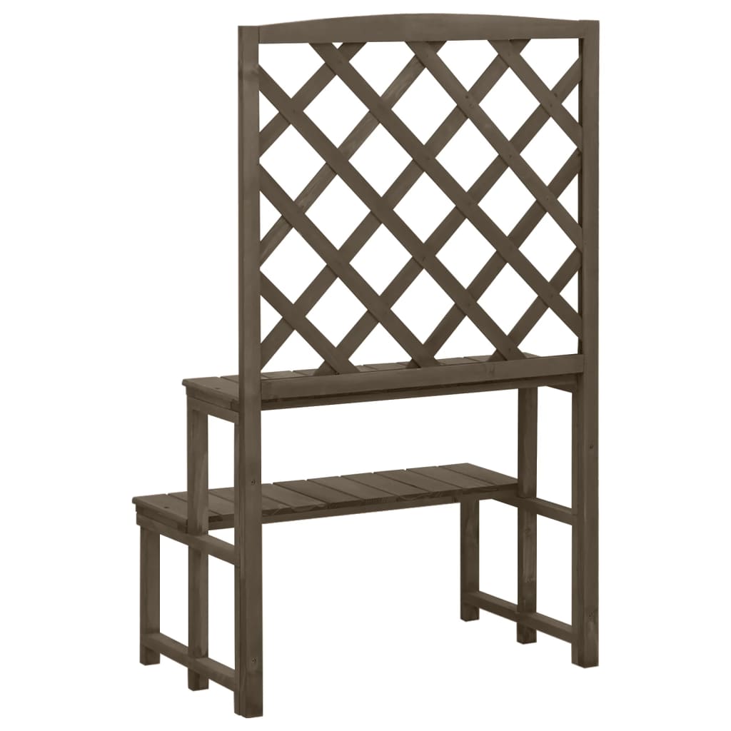 vidaXL Plant Stand with Trellis Grey 70x42x115 cm Solid Fir Wood