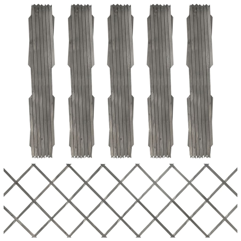 vidaXL Trellis Fences 5 pcs Grey Solid Firwood 180x60 cm