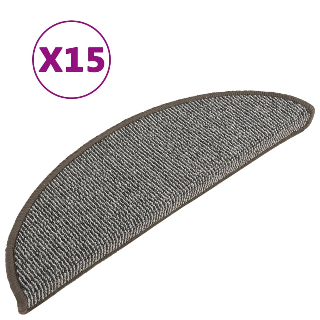 Stair Mats 15 pcs 56x17x3 cm Grey Half Round