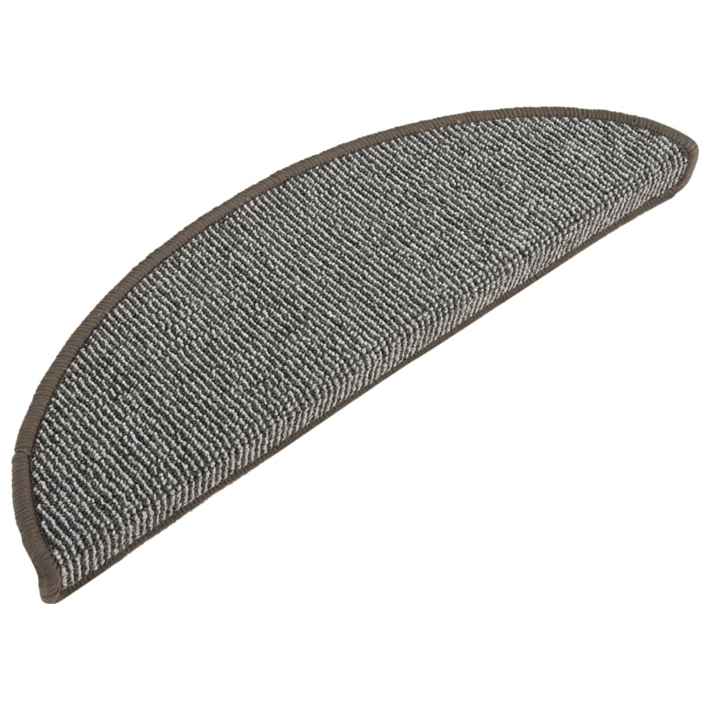 Stair Mats 15 pcs 56x17x3 cm Grey Half Round
