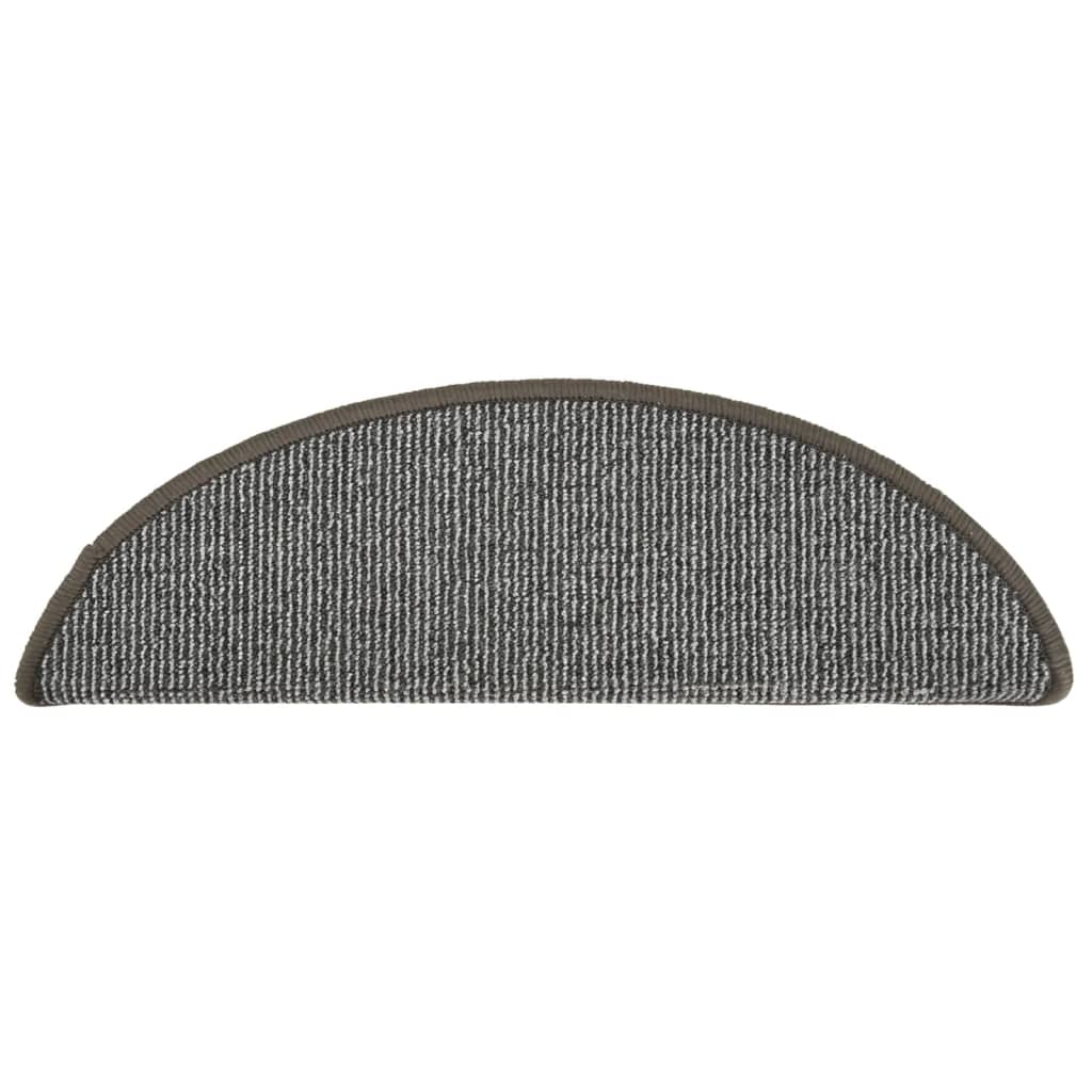 Stair Mats 15 pcs 56x17x3 cm Grey Half Round