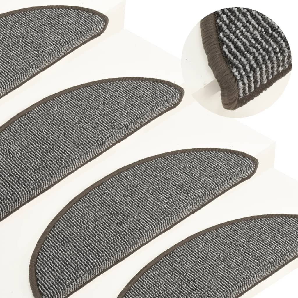 Stair Mats 15 pcs 56x17x3 cm Grey Half Round