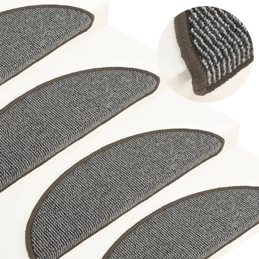 Stair Mats 15 pcs 56x17x3 cm Grey Half Round
