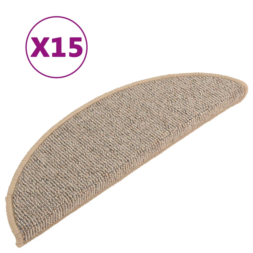 Stair Mats 15 pcs 56x17x3 cm Brown Half Round