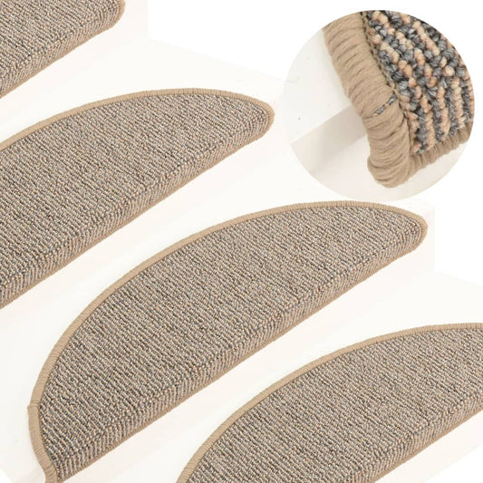 Stair Mats 15 pcs 56x17x3 cm Brown Half Round