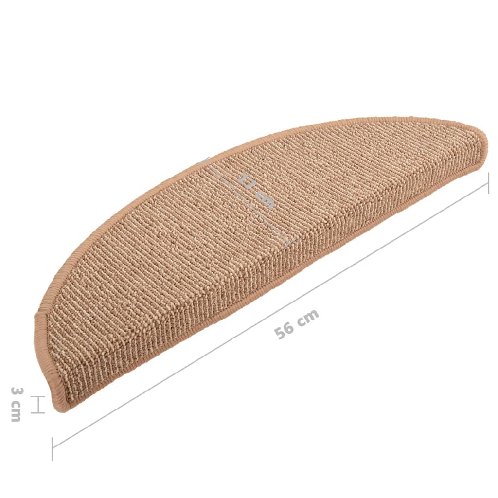 Stair Mats 15 pcs 56x17x3 cm Light Brown Half Round