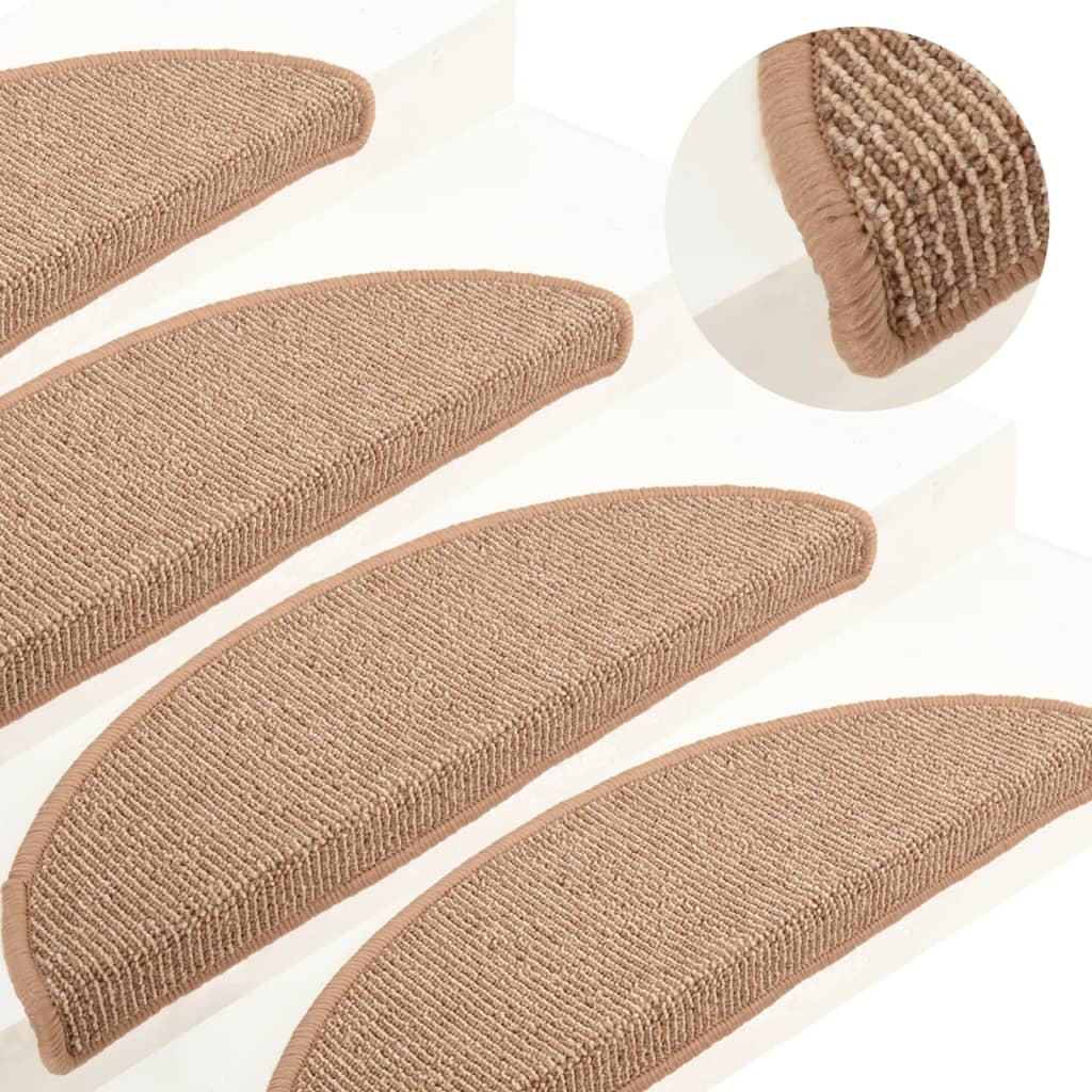 Stair Mats 15 pcs 56x17x3 cm Light Brown Half Round