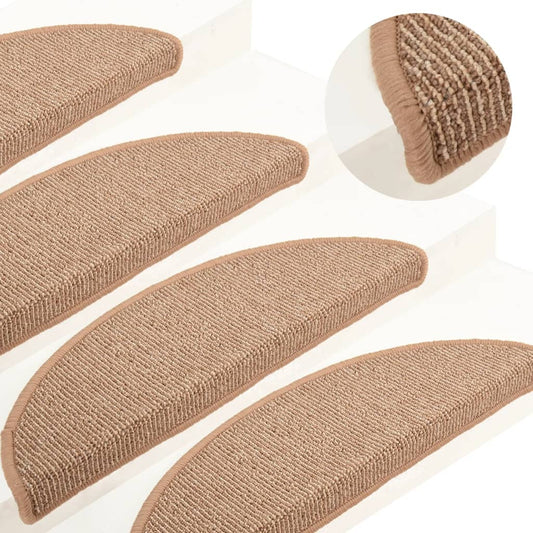 Stair Mats 15 pcs 56x17x3 cm Light Brown Half Round