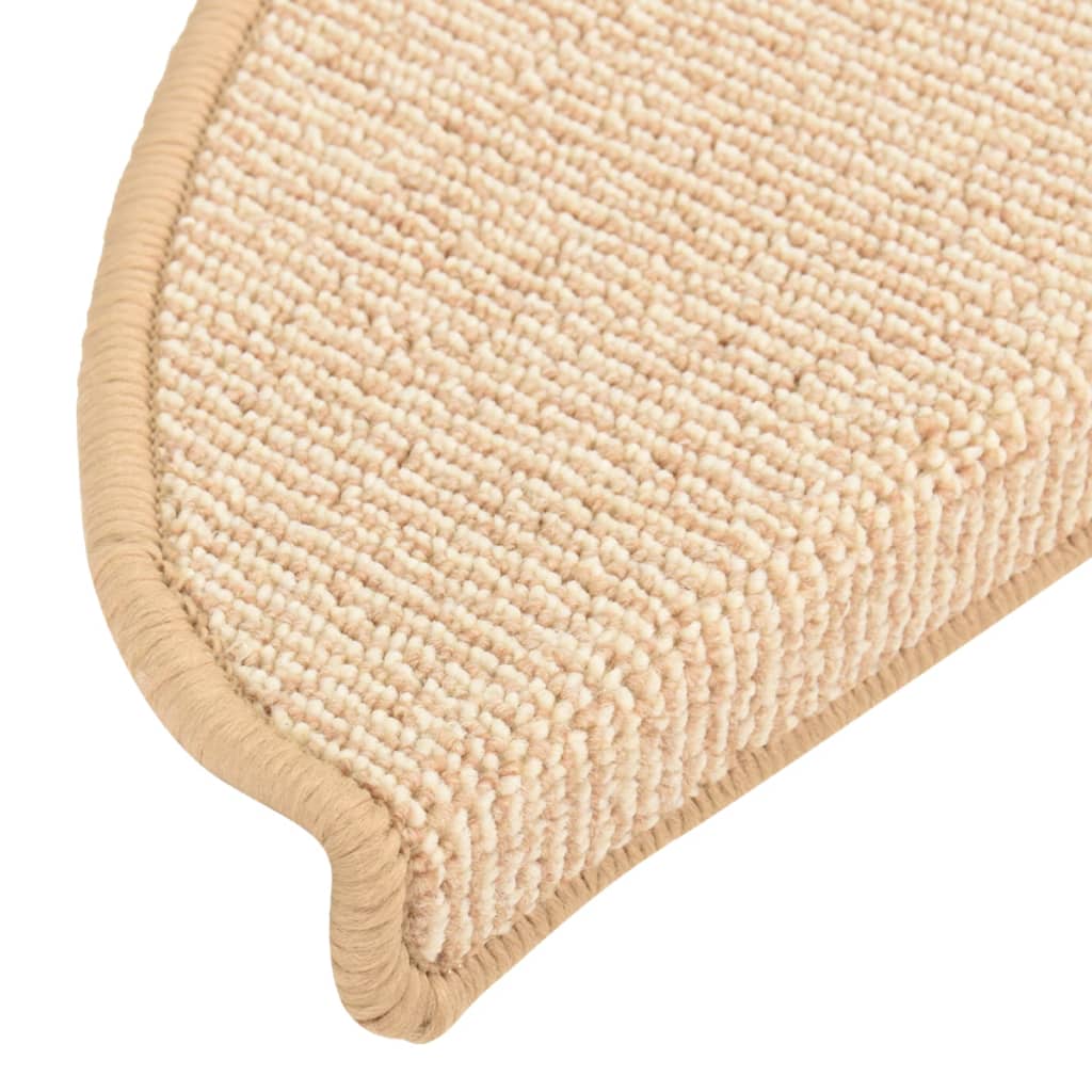 Stair Mats 15 pcs 56x17x3 cm Cream Half Round