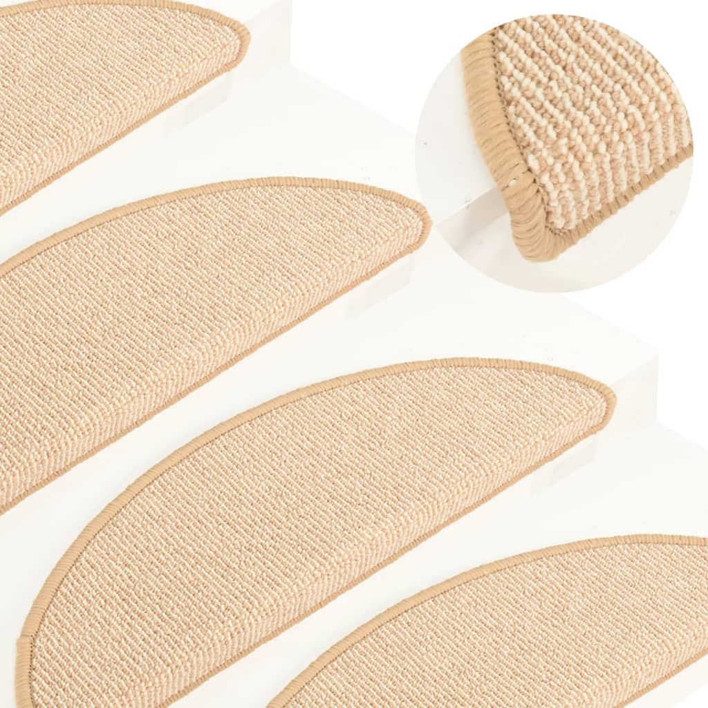 Stair Mats 15 pcs 56x17x3 cm Cream Half Round