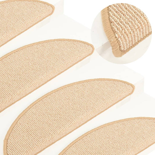 Stair Mats 15 pcs 56x17x3 cm Cream Half Round