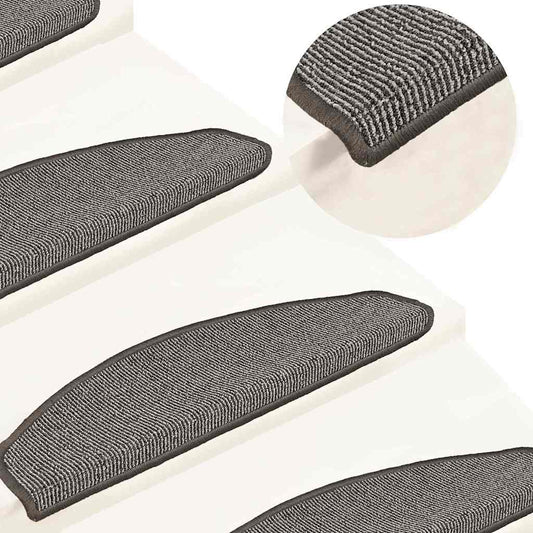 Stair Mats 15 pcs 65x21x4 cm Grey Half Round Large