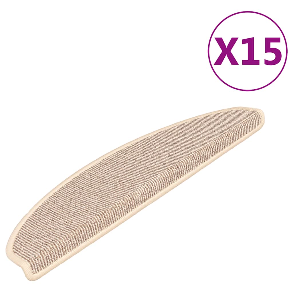 Stair Mats 15 pcs 65x21x4 cm White and Brown Half Round Large