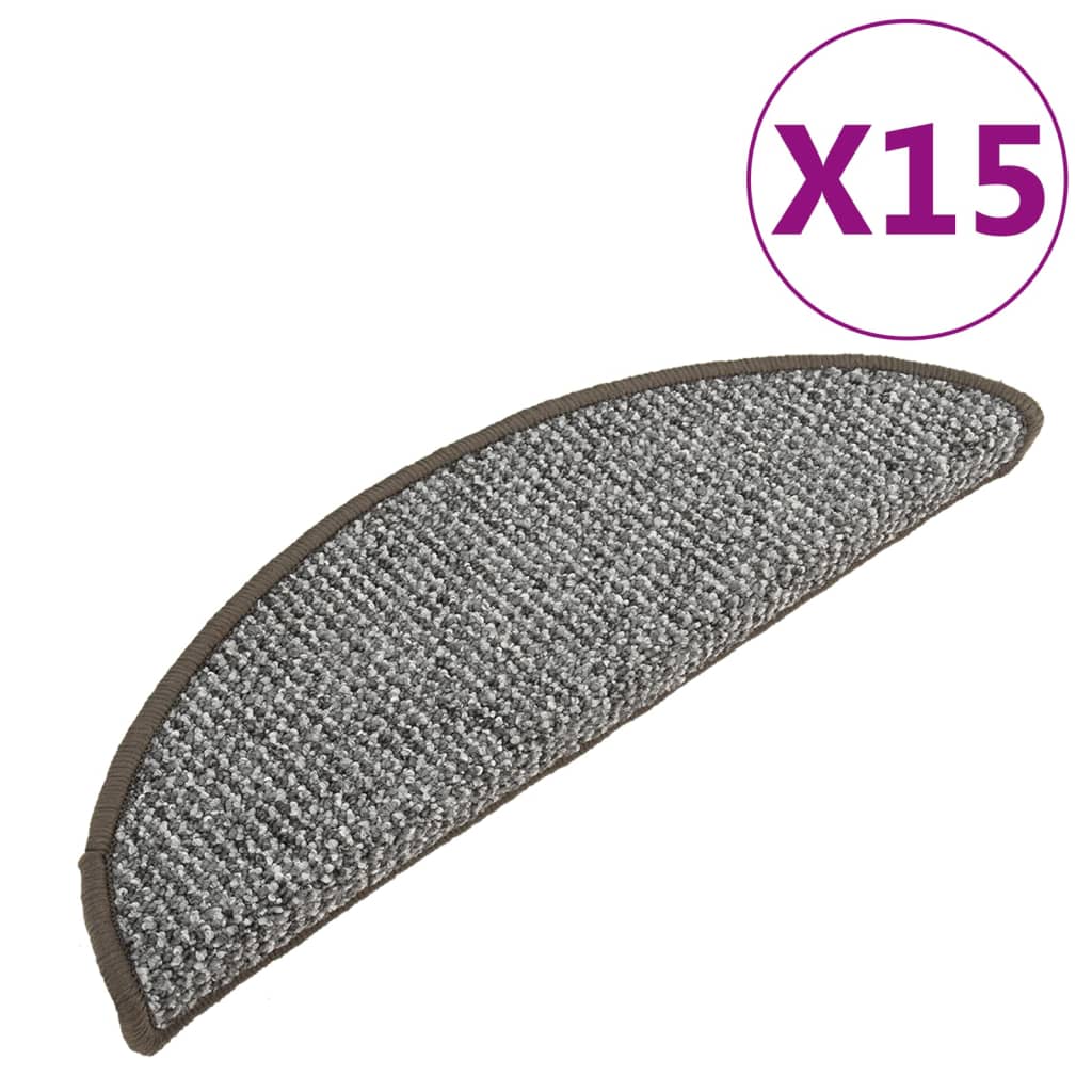 vidaXL Carpet Stair Treads 15 pcs Grey 65x21x4 cm