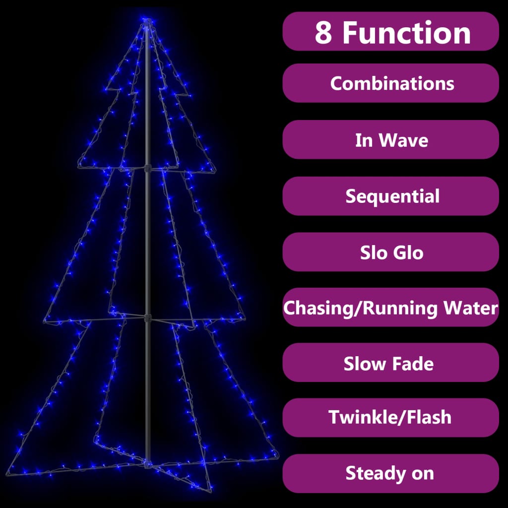 vidaXL Christmas Cone Tree 240 LEDs Indoor and Outdoor 118x180 cm