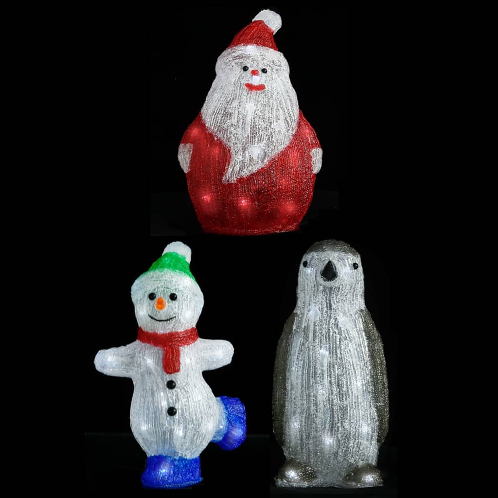 vidaXL 3 Piece LED Christmas Acrylic Figure Set Indoor and Outdoor