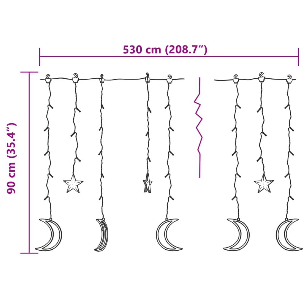 Guirlande Lumineuse Etoile et Lune Télécommande 345 LED Blanc Froid