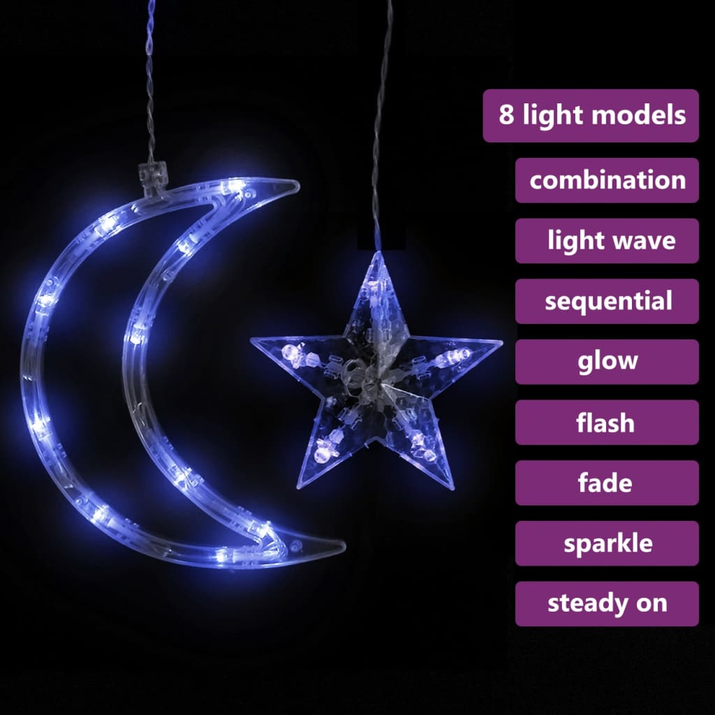 Guirlande Lumineuse Étoile et Lune Télécommande 345 LED Bleu