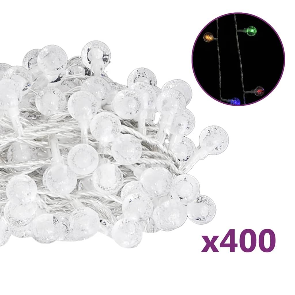 vidaXL Globe Fairy String Lights 40m 400 LED Colourful 8 Function