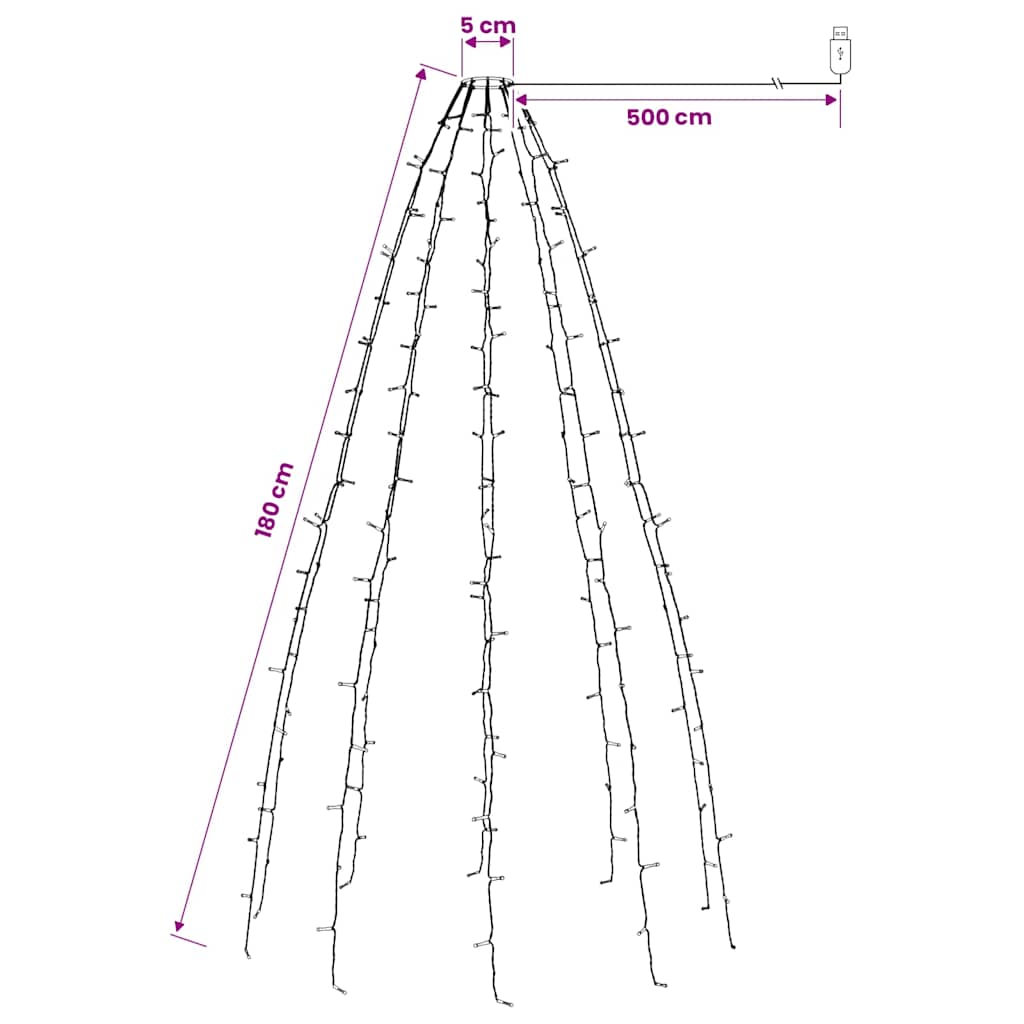 Christmas Tree Net Lights with 180 LEDs Colourful 180 cm